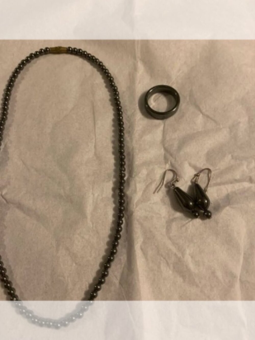 VTG Set Marcasite Necklace Earrings and Ring